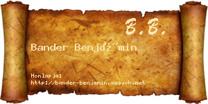 Bander Benjámin névjegykártya